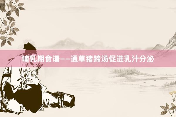 哺乳期食谱——通草猪蹄汤促进乳汁分泌
